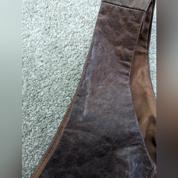 DANIER leather silk V-neck maxi brown orange mermaid V-neck dress size 12 - Picture 6 of 15